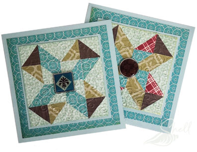 Two handmade quilt cards